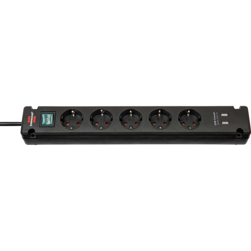 Load image into Gallery viewer, Brennenstuhl bremounta stekkerdoos 5-voudig stekkerdoos (zwart, 2x usb)
