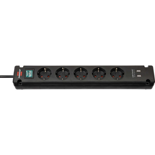 Brennenstuhl bremounta stekkerdoos 5-voudig stekkerdoos (zwart, 2x usb)