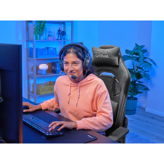 Trust gxt 723 ruya comfortabele stoffen gamingstoel (grijs)