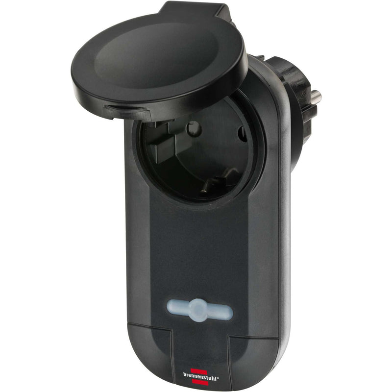 Load image into Gallery viewer, Brennenstuhl draadloze schakelaarset rc ce1 0201, 2 draadloze stopcontacten (buiten ip44, met handzender en hogere contactberscherming) zwart
