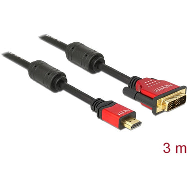 Delock high speed hdmi - hdmi a male > dvi male adapter (zwart, 3 meter)