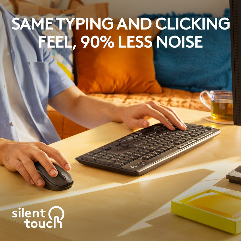 Load image into Gallery viewer, Logitech mk295 silent wireless keyboard and mouse combo desktopset (zwart, us-international lay-out (qwerty), 100%)
