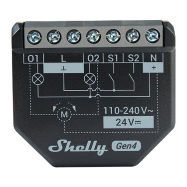 Shelly 2pm gen4 relais (zwart, bluetooth, wifi)