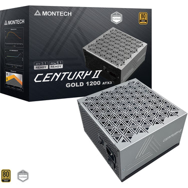 Montech century ii modulaire 1200 watt voeding (zilver, 1x 12v-2x6, 6x pcie)
