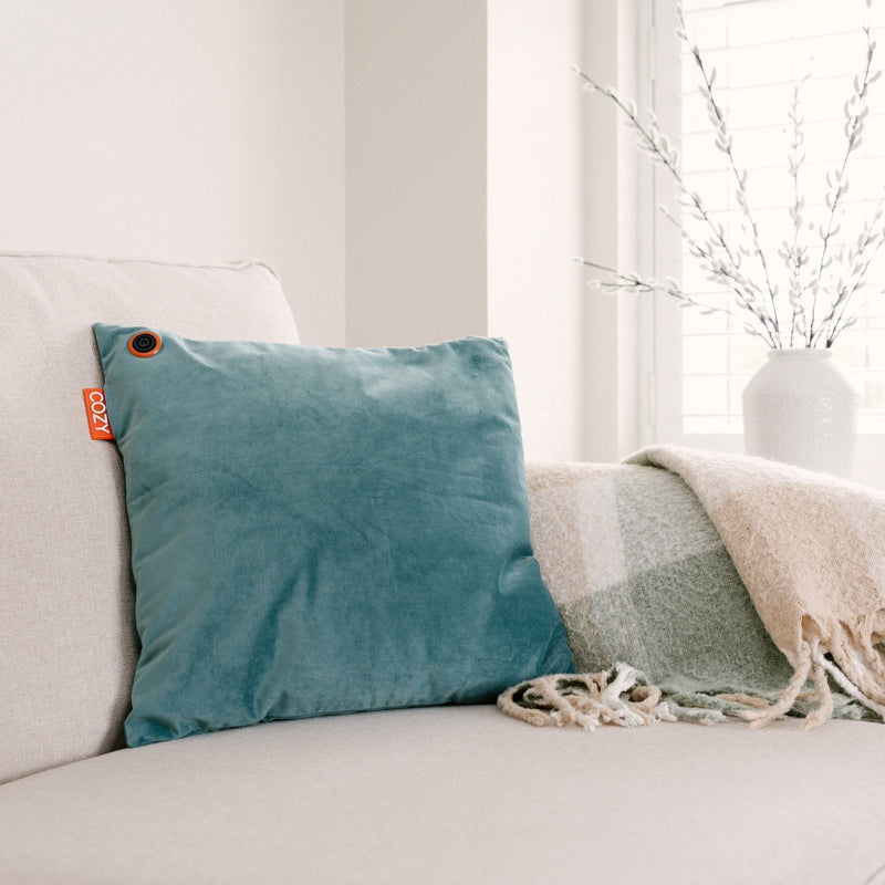 Load image into Gallery viewer, Cozy una velvet 45 x 45 cm draadloos warmtekussen (blauwgroen, powerbank 5000 mah)
