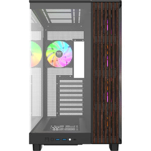 Thermaltake view 380 xl ws argb midi tower behuizing (zwart houtkleur | 2x usb-a | 1x usb-c | rgb | tempered glass)