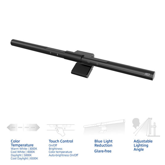 Act connectivity dimbare monitor led lichtbalk led-bar (zwart, usb-voeding, 3000k-6500k)