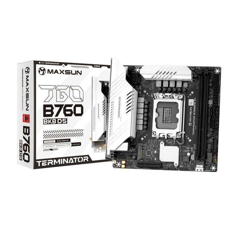 Afbeelding laden in galerijviewer, Maxsun ms-terminator b760bkb d5 wifi socket 1700 moederbord (zwart, raid, 2.5 gb-lan, wlan, bt, sound, µatx)
