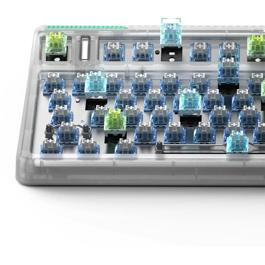 Iqunix og80 wormhole wireless mechanical keyboard, gaming toetsenbord (grijs groen, us lay-out, cherry mx red, rgb leds, 80% (tkl), hot-swappable, pbt, 2.4ghz | bluetooth 5.1 | usb-c)