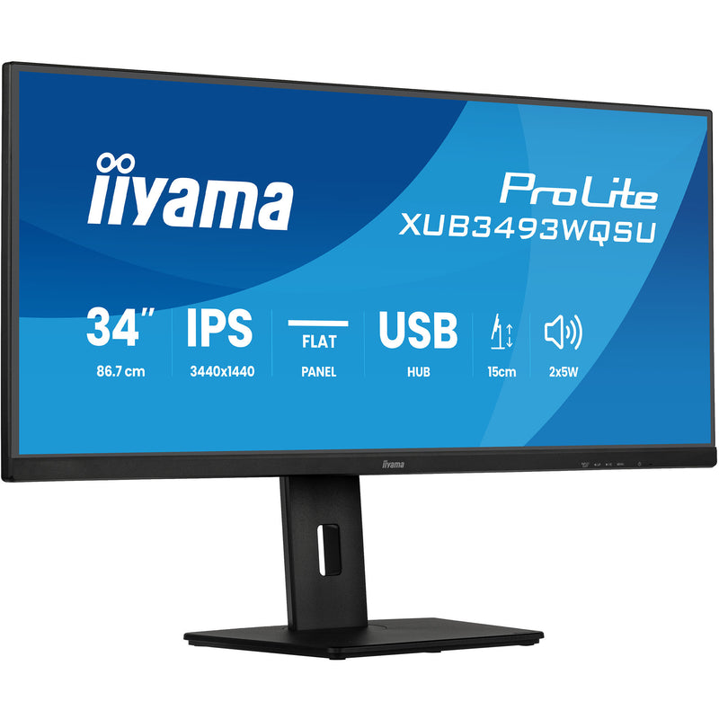 Load image into Gallery viewer, Iiyama prolite xub3493wqsu-b6 34 ultrawide monitor (zwart (mat), 2x hdmi, displayport, 2x usb-a, usb-b, 2x usb-c, 120 hz)
