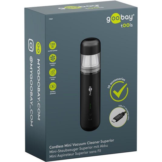 Goobay cordless mini vacuum cleaner superior handstofzuiger (zwart)