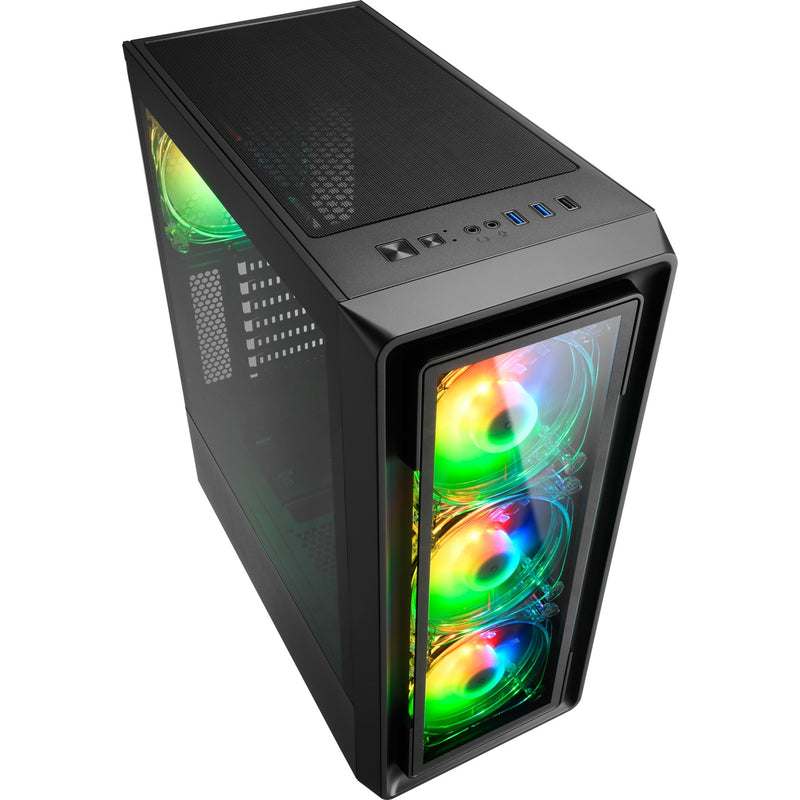 Load image into Gallery viewer, Sharkoon tk4 rgb midi tower behuizing (zwart | 4x usb-a | rgb | tempered glass)
