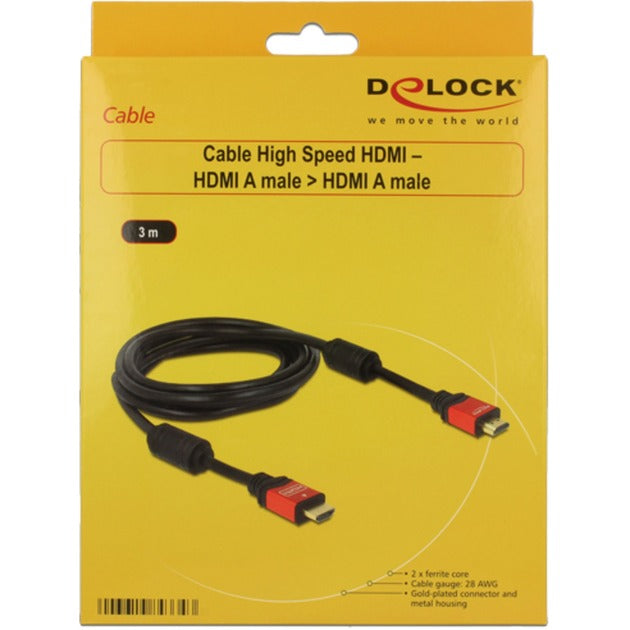 Load image into Gallery viewer, Delock high speed hdmi – hdmi a male > hdmi a male kabel (zwart, 3 meter)
