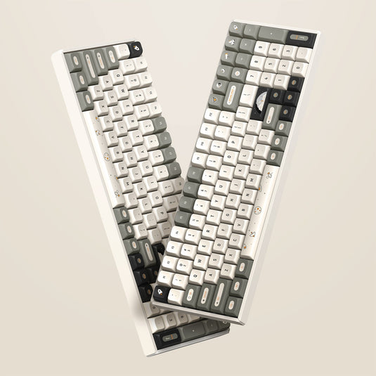 Iqunix f97 hitchhiker wireless mechanical keyboard (grijs, us lay-out (qwerty), cherry mx brown, 96%, rgb leds, hot-swappable, pbt, 2.4ghz | bluetooth 5.1 | usb-c)
