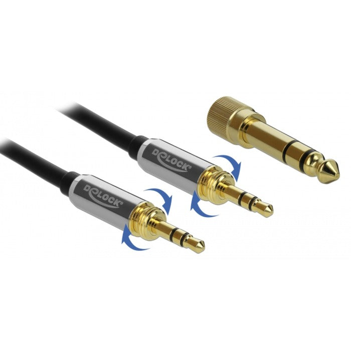 Load image into Gallery viewer, Delock stereokabel 3,5 mm 3 pin-stekker > 3,5 mm 3 pin-stekker (zwart, 5 meter)
