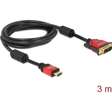 Delock high speed hdmi - hdmi a male > dvi male adapter (zwart, 3 meter)