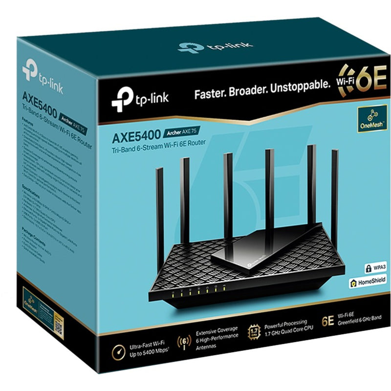 Load image into Gallery viewer, Tp-link archer axe75 axe5400 tri-band gigabit wifi 6e-router (zwart)

