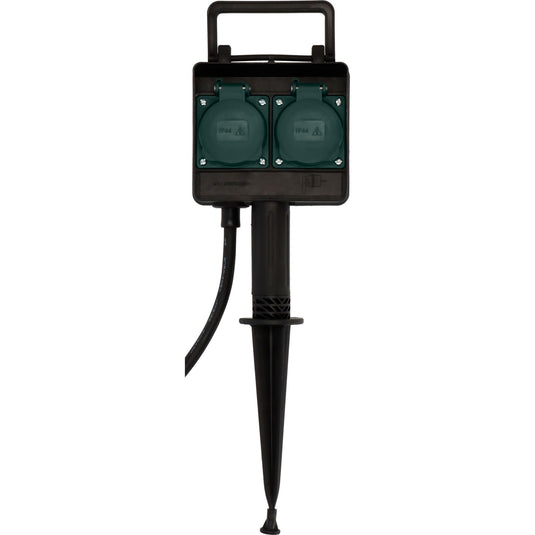 Brennenstuhl tuincontactdoos met aardspies 1154430 stekkerdoos (zwart, 1,4 meter, ip44)