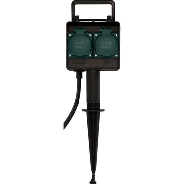 Brennenstuhl tuincontactdoos met aardspies 1154430 stekkerdoos (zwart, 1,4 meter, ip44)