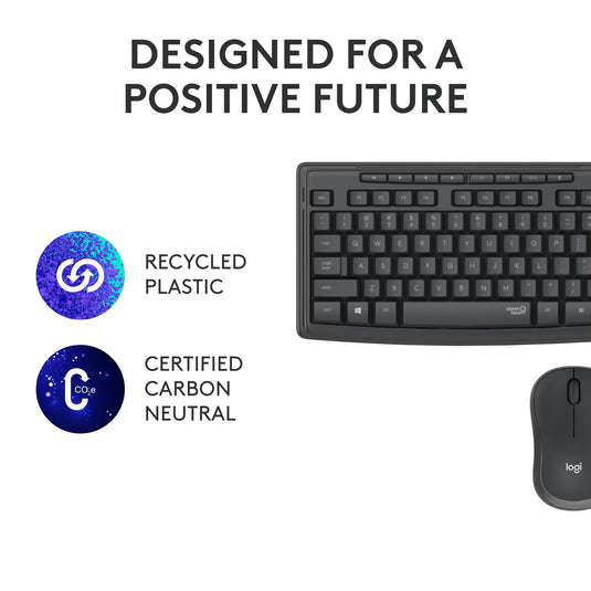 Logitech mk295 silent wireless keyboard and mouse combo desktopset (zwart, us-international lay-out (qwerty), 100%)
