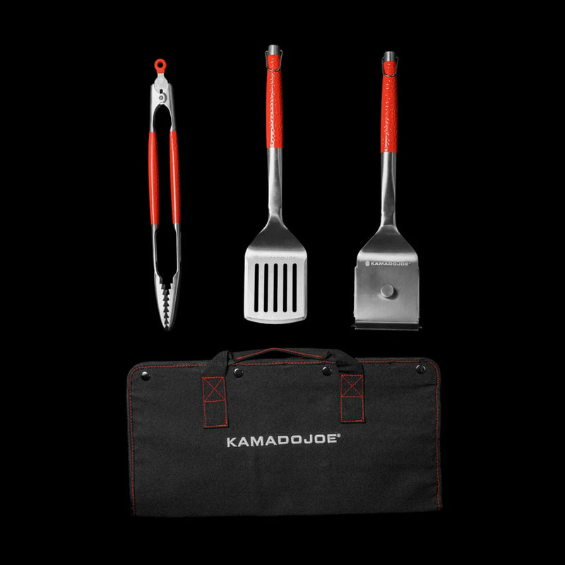 Load image into Gallery viewer, Kamado joe krafted stalen grillgereedschap accessoire set grillbestek (3-delig, inclusief canvas draagtas)
