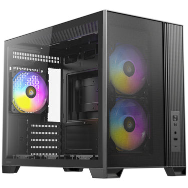 Antec flux m mini tower behuizing (zwart | 1x usb-a | 1x usb-c | tempered glass)