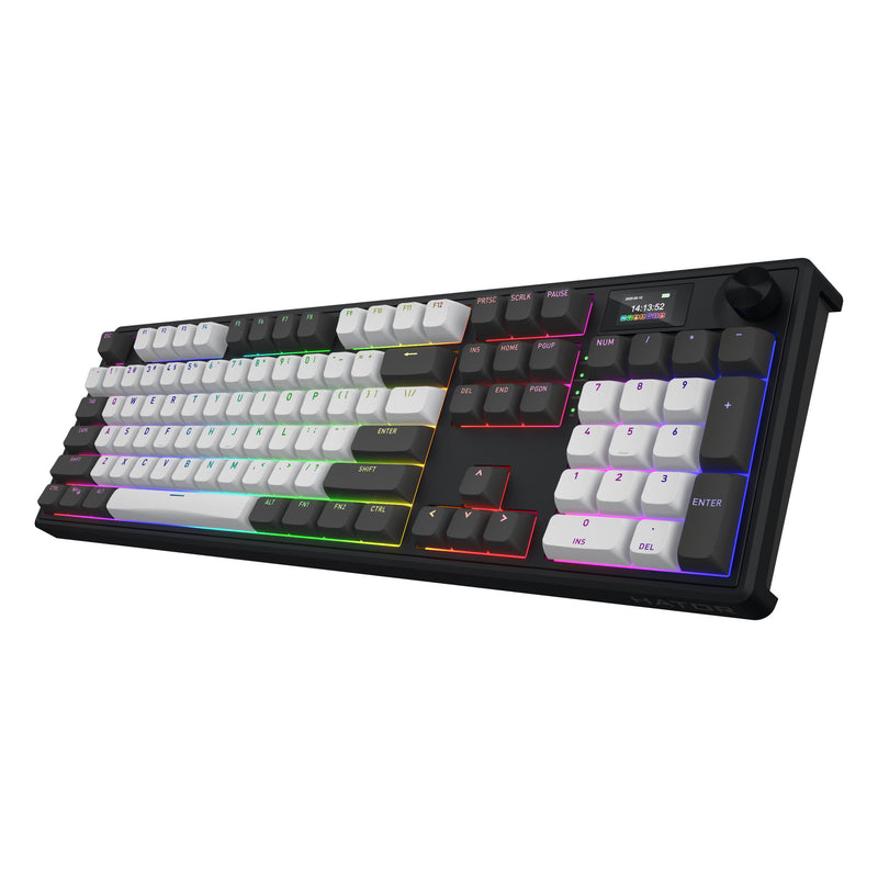Load image into Gallery viewer, Hator skyfall pro wireless rgb mechanisch gaming toetsenbord (zwart, us lay-out (qwerty), hator aurum vanilla silent, 100%, rgb, double-shot pbt, hot-swap, 2.4ghz bluetooth usb-c)
