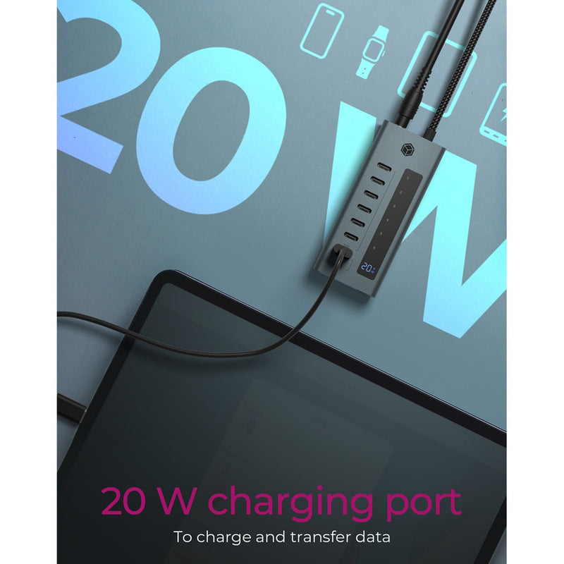 Load image into Gallery viewer, Icy box 7-port usb-c 3.2 gen 2 usb-hub (blauwgrijs)
