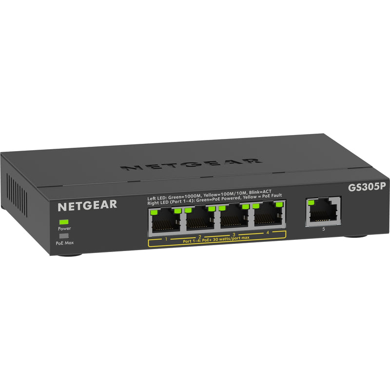 Load image into Gallery viewer, Netgear 5-port poe+ gigabit ethernet soho unmanaged switch (gs305p) (zwart)
