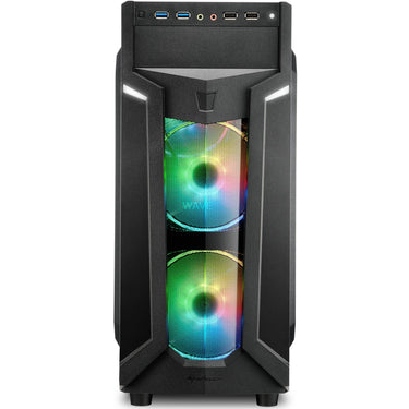 Sharkoon vg6-w rgb midi tower behuizing (zwart | 4x usb-a | rgb | window)