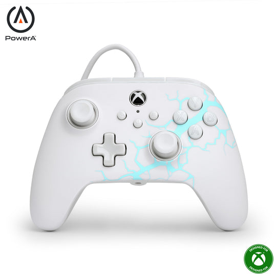 Powera advantage controller met kabel voor de xbox series x|s - poolijs (wit blauw, xbox series x|s, xbox one, pc)
