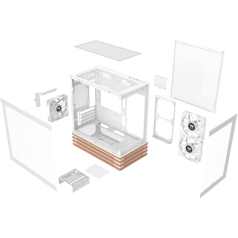 Load image into Gallery viewer, Thermaltake view 170 ws argb mini tower behuizing (wit houtkleur | 2x usb-a | rgb | tempered glass)
