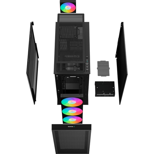 Deepcool ch560 midi tower behuizing (zwart | 1x usb-a | 1x usb-c | rgb | window)