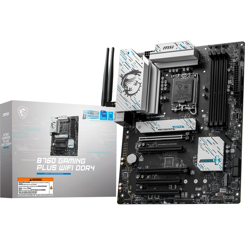 Load image into Gallery viewer, Msi b760 gaming plus wifi ddr4 socket 1700 moederbord (raid, 2.5 gb-lan, wi-fi 6e, bt, sound, atx)
