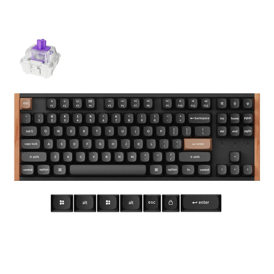 Keychron k8 he-f1 rgb mechanisch toetsenbord (zwart, us lay-out (qwerty), gateron double-rail magnetic nebula, 80% (tkl) , rgb leds, osa double-shot pbt, hot swap, usb-c | 2.4 ghz | bluetooth 5.1)