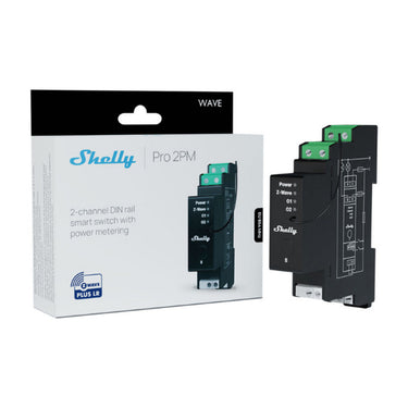 Shelly wave pro 2pm lr (eu) relais (zwart, z-wave)