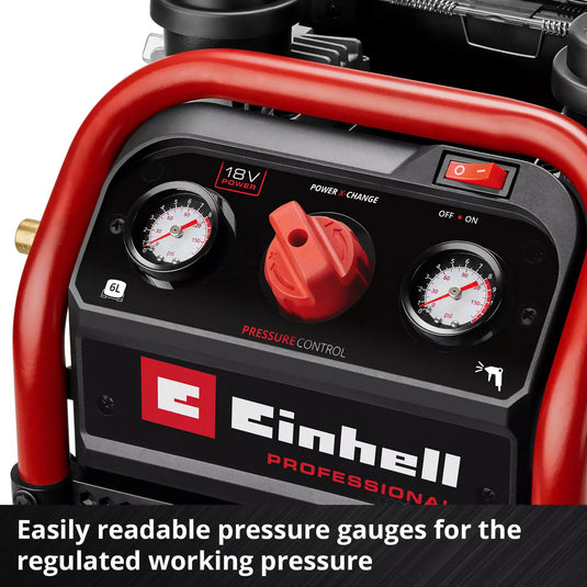 Einhell silenzzo 18 160 professionele draadloze luchtcompressor (zwart rood, accu en oplader niet inbegrepen)