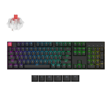 Keychron k10x-b1 rgb mechanisch toetsenbord (zwart, us lay-out (qwerty), super red, 100%, rgb, cherry double-shot pbt keycaps, bluetooth usb-c)