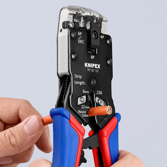 Knipex krimptang 97 51 12 sb (blauw rood, rj-10, rj-11 12 en rj-45)
