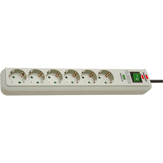 Brennenstuhl eco-line 13.500a stekkerdoos met overspanningsbeveiliging 6-voudig stekkerdoos (lichtgrijs, 1,5 meter)