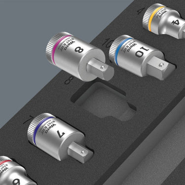 Wera 9723 schuimrubberen inzetstuk met zyklop b 3 8 bitdoppen set 1, 22‑delig gereedschapsset (zwart grijs, in schuiminzet voor werkplaatswagen)