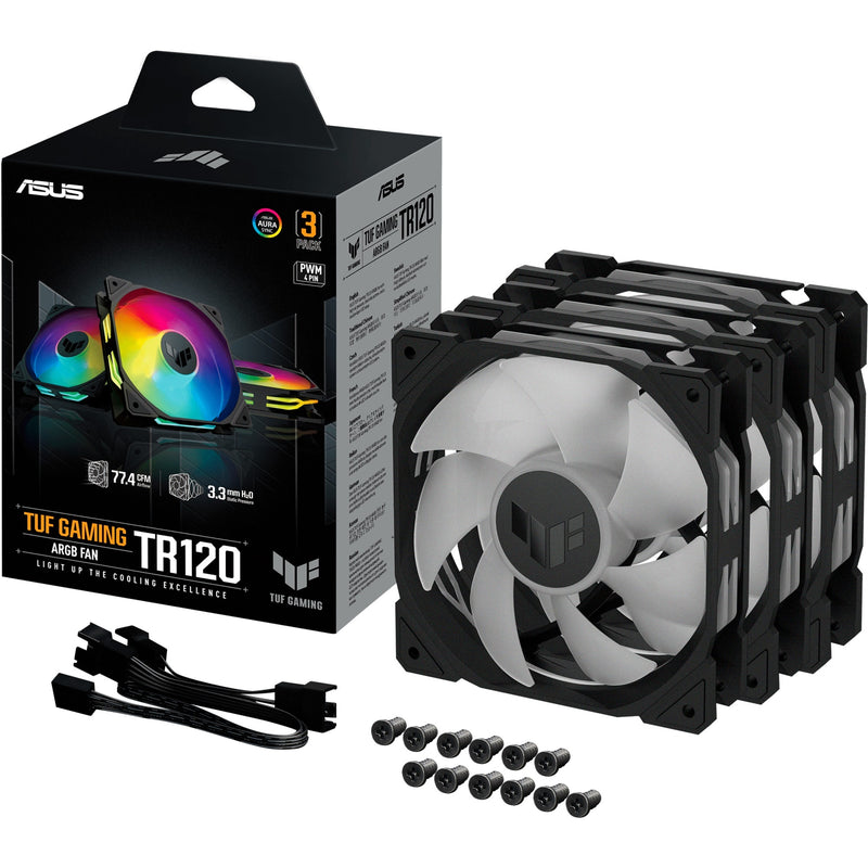 Load image into Gallery viewer, Asus tuf gaming tr120 argb case fans (zwart, 3 stuks, 120 x 120 x 25 mm)
