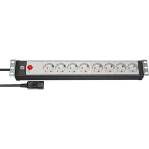 Brennenstuhl premium-line 19 contactdoosstrip voor schakelkasten 8-voudig zw lichtgr 3m h05vv-f 3g1,5 19 -format