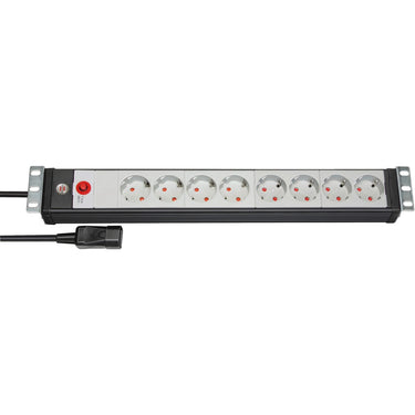 Brennenstuhl premium-line 19 contactdoosstrip voor schakelkasten 8-voudig zw lichtgr 3m h05vv-f 3g1,5 19 -format
