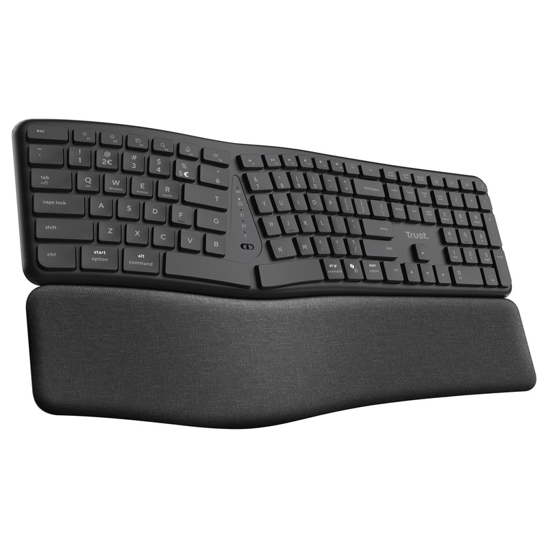 Load image into Gallery viewer, Trust keyra ergonomisch draadloos toetsenbord (zwart, us lay-out (qwerty), 100%, 2.4 ghz usb | bluetooth)
