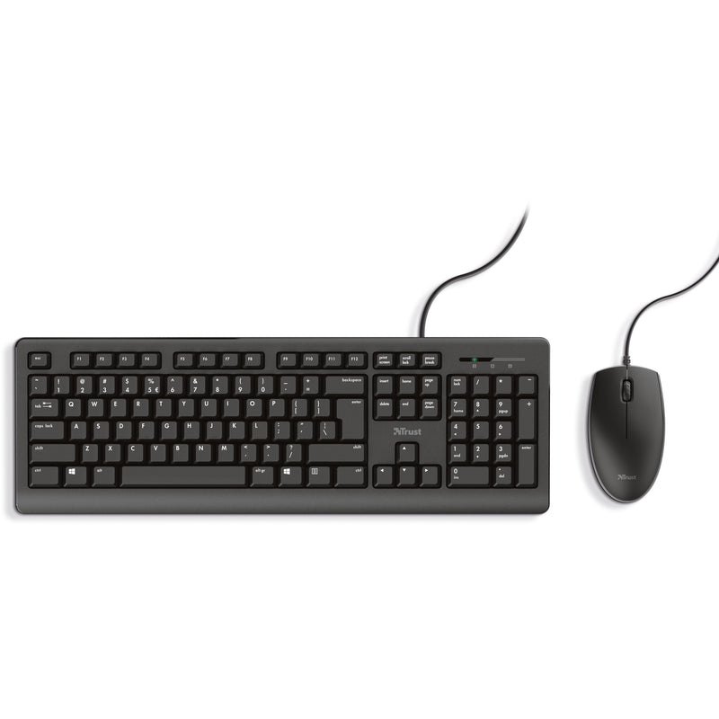 Load image into Gallery viewer, Trust primo keyboard mouse set desktopset (zwart, us lay-out (qwerty), membraan, 100%)
