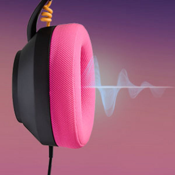 Load image into Gallery viewer, Powera lucidsound ls10 bedrade gamingheadset - middernachtelijke branding over-ear gaming headset (zwart roze, playstation 5, playstation 4, xbox series x|s, xbox one, pc, mobiel)
