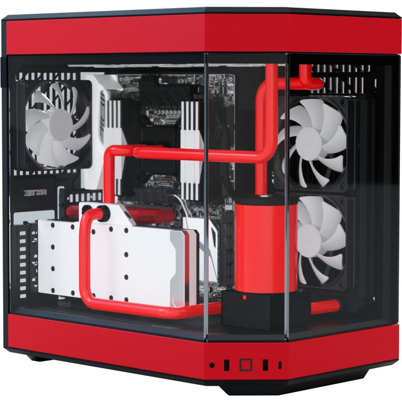 Load image into Gallery viewer, Hyte y60 midi tower behuizing (rood zwart | 3x usb-a | tempered glass)
