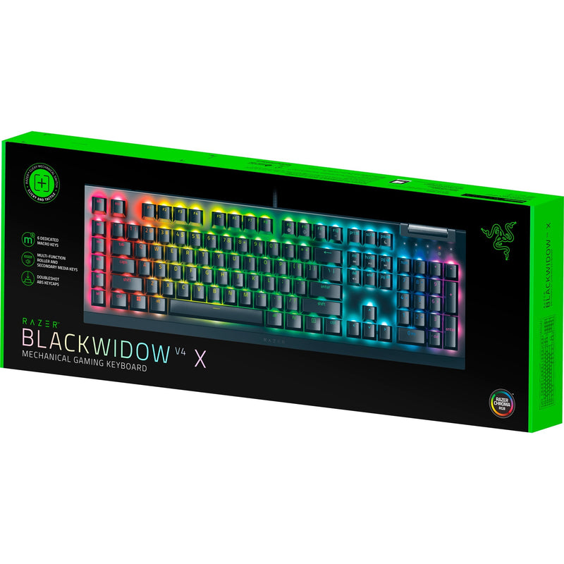 Load image into Gallery viewer, Razer blackwidow v4 x, gaming toetsenbord (zwart, us lay-out, green, rgb leds, doubleshot abs)
