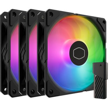 Cooler master sickleflow edge 120 argb fan kit case fans (zwart, 3 stuks, 120 x 120 x 25 mm, pwm, 3 stuks, met a1 mini led controller)